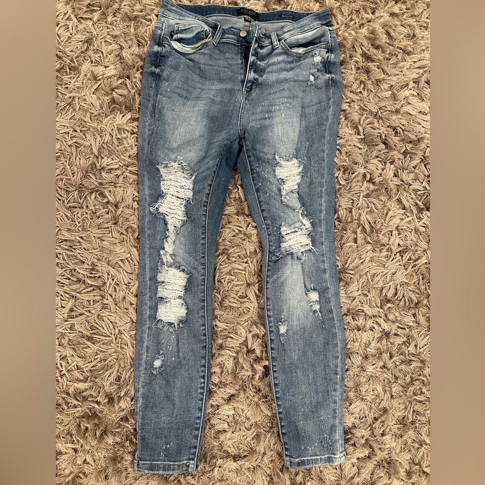 Judy Blue Distressed Skinny Fit Holes Jeans Size 13 / 31